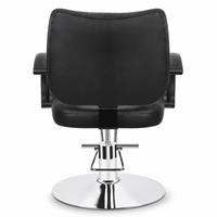 Fauteuil de barbier au design contemporain en cuir PU noir personnalisé avec base métallique relevable pour salon de coiffure et barbier
