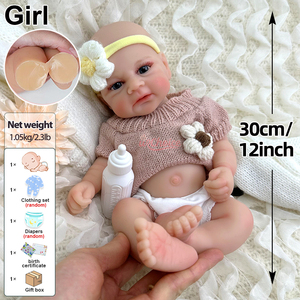 Muñeca Bebé <span class=keywords><strong>Reborn</strong></span> Realista de 12 Pulgadas, de Silicona Suave, Abrazable y Reconfortante, Ayuda para la Interacción Padres-Hijos, Descuento por <span class=keywords><strong>Compra</strong></span> al por Mayor - Product Image 2