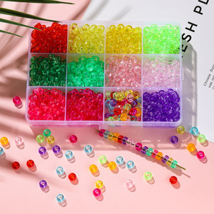 Acrylic Large Hole Beads 4x7mm Transparent Solid Color Loose Beads For DIY Handmade Phone Chain Kids Crafting <b>Material</b> - Product Image 1