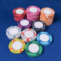 Jetons de casino en céramique vierges de qualité supérieure, multicolores vibrants, bords EPT résistants aux rayures, ensemble d'accessoires de table de casino en boîte
