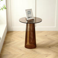 Table d'appoint circulaire marron en acrylique italien Canapé de salon Table d'appoint domestique