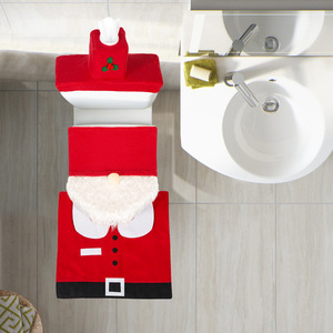 3pcs Fancy Santa Claus <b>Rug</b> Bathroom Toilet Seat Contour <b>Rug</b> <b>Christmas</b> Decoration Toilet Seat - Product Image 3