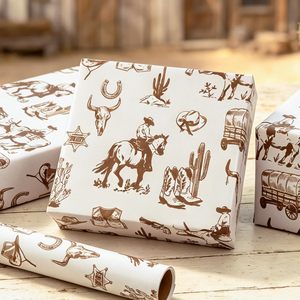Rollo de papel de regalo con diseño de vaquero, 17 pulgadas x 16.5 pies, diseño occidental para envolver regalos de cumpleaños para niños - Product Image 5