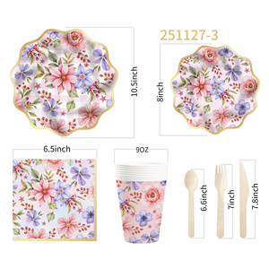 Platos y Servilletas con Diseño de Flores Silvestres DAMAI, Artículos para Fiestas, Platos de Papel Florales, Servilletas, Decoraciones para Baby Shower, Juegos de Vajilla - Product Image 6