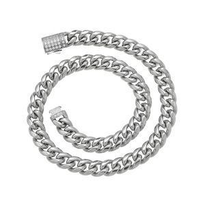 สร้อยคิวบาสแตนเลสสตีลเงาขนาด 12 มม. พร้อมตัวล็อคแบบสปริงคู่ สร้อยแฟชั่น Tanjing Lijing - Product Image 4