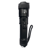 Lampe torche LED IP44 en ABS avec faisceau réglable de 300 lm, rechargeable, affichage numérique pour l'état de la batterie, lumière latérale COB rouge et bleue