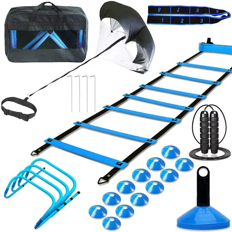 Allenamento calcio Sport palestra Kit di vendita caldo bande dischi Drag Running paracadute Agility Ladder Set di attrezzature da calcio allenamento di velocità
