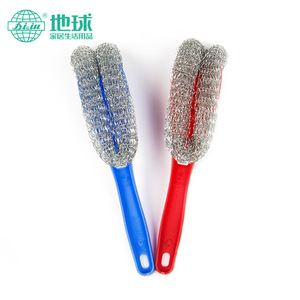 Earth's Stainless Steel Pot Brush With Plastic Handle Durable Cleaning Tool For Kitchen Use - Product Image 4