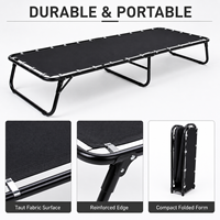 Lit de camping pliable portable, cadre en acier robuste, tissu Oxford, lit simple pour hôtel, dortoir et usage extérieur