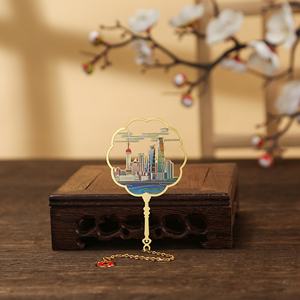 Marcapáginas Personalizado de Metal con Diseño de Lugares Turísticos Famosos de China, Marcapáginas Dorado con Diseño Hueco para Regalos - Product Image 4