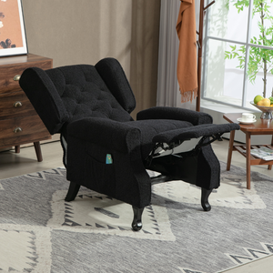 Fauteuils en bois et cuir noir de luxe, haute qualité, pour salon, chambre, hôtel, appartement, pour la détente et la sieste - Vente flash - Product Image 3