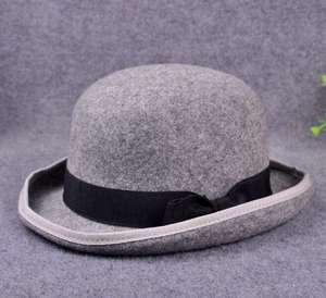 Fashion Trendy Unisex Mens Wool Felt Bowler <b>Hat</b> Formal Derby <b>Hat</b> <b>Flat</b> Top Fedora <b>Hats</b> Short Brim - Product Image 6