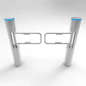 With RGB Indicator Ring Lights and Can be Equipped with RFID Card and QR code reader New Cylindrical Turnstile Swing Gate