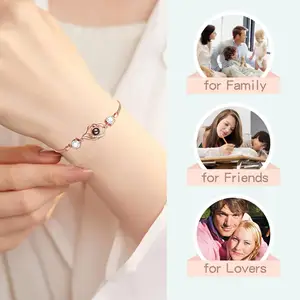 2023 Factory Custom Heart Fashion Stone 100 Languages I Love You Photo Projection Friendship Bracelet For Women Jewelry