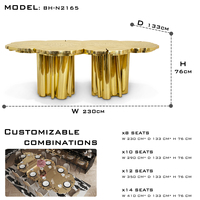 Table à manger contemporaine en laiton doré, design unique, tables à manger italiennes de luxe modernes pour espaces prestigieux
