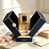 Boîte cadeau de parfum à double porte personnalisée, boîte en papier rigide, insert en mousse de velours, emballage de luxe pour une seule bouteille de parfum
