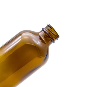 Bottiglia di Vetro Boston Rotonda Grande Personalizzabile in Ambra - Opaca per Oli Essenziali e Uso in Laboratorio Chimico - Product Image 1