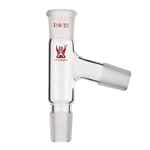 Adaptateur de distillation en verre borosilicate à 3 voies et à angle de 75 degrés, à paroi épaisse, personnalisé pour laboratoire de chimie, CS Labglass - Product Image 1