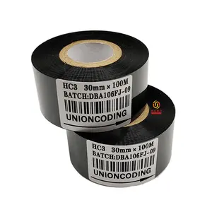 30Mm * 100M HC3 Hitam Hot Coding Foil Pita Tanggal Pencetakan Coder Hot Foil Stamping Pita