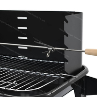 Chariot de barbecue en acier avec roues pour charbon de bois, portable, pour jardin, extérieur, camping et fêtes