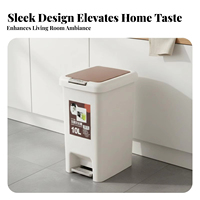 Cubo de Basura con Pedal y Doble Tapa, Contenedor de Residuos de Plástico Sellado e Impermeable para Baño, Cocina y Hogar