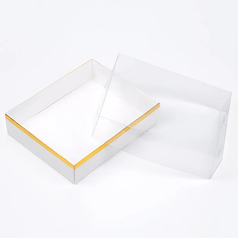 Personalizzato di Qualità Contenitore di Regalo del Pacchetto di Carta di Imballaggio Con Coperchio Trasparente Top