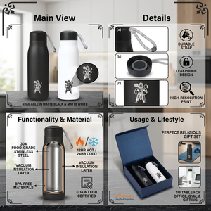 Bouteille d'eau promotionnelle personnalisée en métal imprimé Hanuman Ji pour la Saint-Valentin, Noël, la remise des diplômes et la rentrée scolaire - Product Image 2