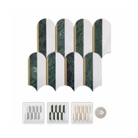 Siècle Mosaïque Prix Usine Waterjet Métal Laiton et Marbre Mosaïque Vert et Blanc Carrelage de Mosaïque pour Décoration Murale Thaïlande Usine