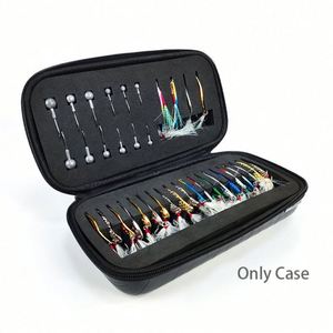 Professional Custom Black Leather <b>Waterproof</b> Fishing Hook Bag Travel Hard EVA Fishing Hooks Storage Case for Out Fishing - Product Image 3
