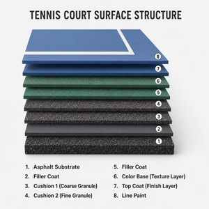 Système de revêtement de terrain de tennis en acrylique de qualité professionnelle, résistant aux intempéries, antidérapant - Product Image 2