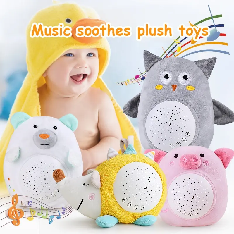 New Baby Sleep Soother Toddler Night Light Music Infant Sleep Starry Sky Projector Children Plush Sleep Soother Doll