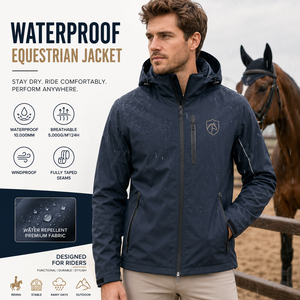 Chaqueta Ecuestre Impermeable para Hombre, 95% Poliéster, 5% Elastano, Transpirable, Cortavientos, con Logotipo Personalizado, para Montar a Caballo, Abrigo para Actividades al Aire Libre - Product Image 1