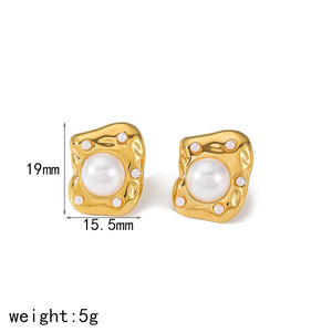 Pendientes de moda con perlas irregulares y circonitas, bisel de aleación de zinc, joyería para fiestas TE6964 - Product Image 4