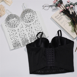 A5204 Dropshipping Unico Sexy del Corsetto Della Maglia Parte Superiore Del Tubo Rhinestonese Sequin <span class=keywords><strong>Crop</strong></span> <span class=keywords><strong>Top</strong></span> Delle Donne - Product Image 2