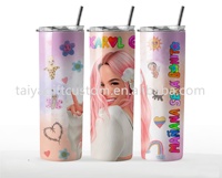 Derniers gobelets à vide 20oz en acier inoxydable personnalisés avec couvercles et pailles Karol g cheveux roses Manana Bichota tasses à café tasses réutilisables