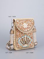 Tas Selempang Wanita Motif Geometris Jerami Kelas Atas, Penutup Bunga, Tali Tunggal, Mode Terbaru Musim Panas