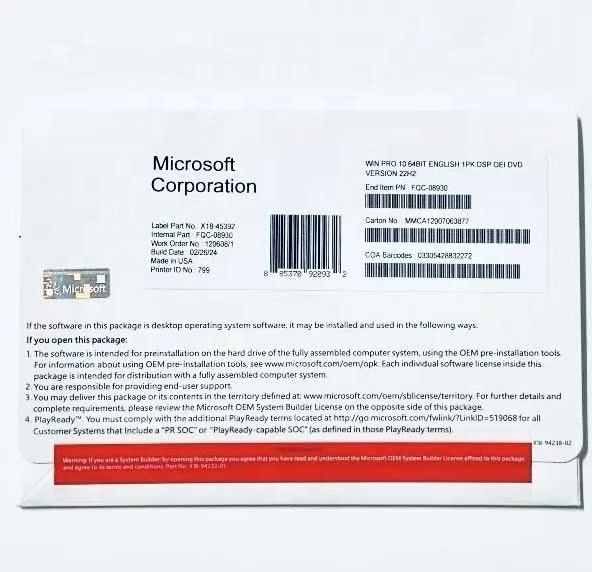 Win10 Pro DVD Box 100% Globally Online Activation 12-month Warranty Key USA Origin