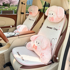 Reposacabezas y soporte lumbar de felpa para coche, en forma de U, con diseño de anime, cojín ergonómico de invierno para asiento de coche - Product Image 3