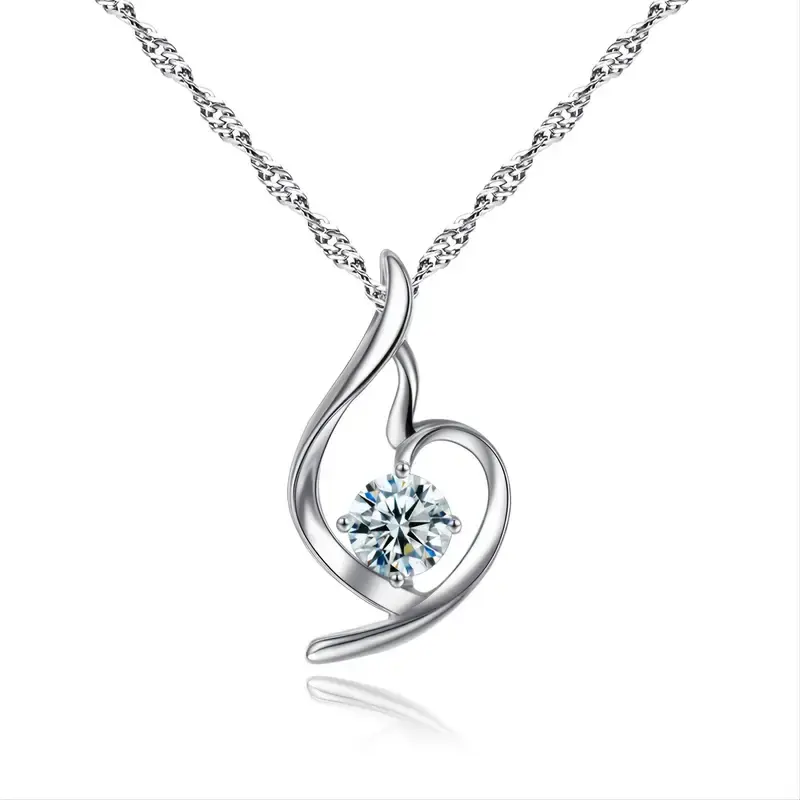 Mode évider géométrique coeur Zircon pendentif collier élégant luxe goutte d'eau cristal pendentif collier pour les femmes