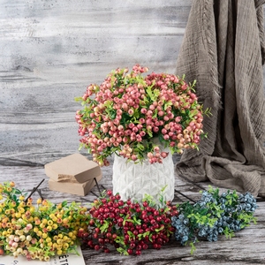 Tiges de bleuets artificielles en vrac, fausses baies colorées pour la décoration intérieure, branches de fruits en plastique, fournitures pour arrangements floraux - Product Image 6