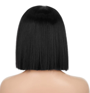 Brun foncé 10 pouces porter et aller sans colle Bob perruque cheveux humains court droit Bob perruques pour les femmes sans colle dentelle partie perruque de cheveux humains - Product Image 5