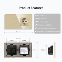 Bingoelec Home Tuya Interruptores y Enchufes Eléctricos Inteligentes WiFi de Pared con Pantalla Táctil de 1/2/3/4 Gang para la UE