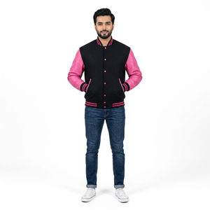 New Arrival High Quality Genuine Leather Custom Design Breathable Winter Embroidered Bomber Varsity College Baseball <b>Jacket</b> <b>Men</b> - Product Image 1