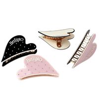 Nouvelle Arrivée Pince à Cheveux en Métal Acétate en Forme de Cœur, Inspirée des Lettres en Strass, Pince Requin pour Femmes, Accessoire de Coiffure pour l'Arrière de la Tête