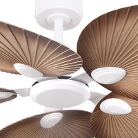 Ventilateur de plafond électrique décoratif de luxe 52 pouces, design floral, rotin tropical, moteur CC, avec télécommande