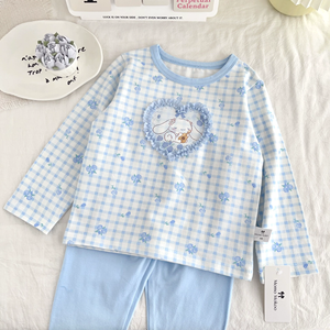 95% Baumwolle Mädchen-Hauskleidung Niedliches Pyjama-Set Herzförmig Ganzjährig Hauskleidung Frühling <span class=keywords><strong>2</strong></span>-Teiliges Set Geeignet für Alter <span class=keywords><strong>3</strong></span>-10 - Product Image 5