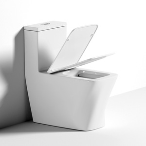 Vente en gros transfrontalière de toilettes monobloc en céramique à chasse directe, style minimaliste moderne, avec <span class=keywords><strong>bouton</strong></span> de chasse intégré au dessus - Product Image 3