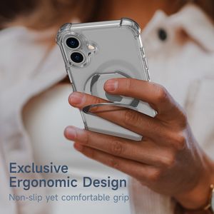 Прозрачный Чехол для мобильного телефона Asniwee для iPhone 16 Plus & 16 Pro со встроенной подставкой с кольцевым держателем и подставкой - Product Image 6