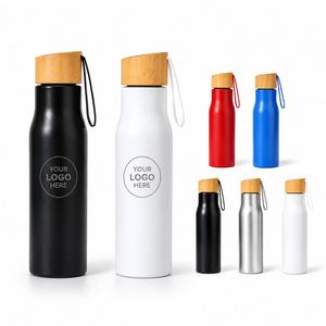 Vaso Deportivo Promocional de Pared Simple de 17 oz con Logotipo Personalizado, Botella de Agua de Acero Inoxidable de 500 ml con Tapa de Bambú - Product Image 1