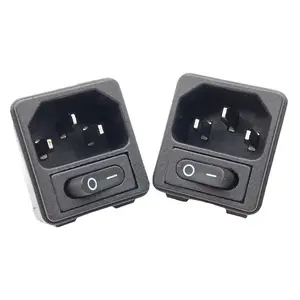 2-in-1 ac power socket outlet with kcd1-110 thin on off rocker switch 10A 250V